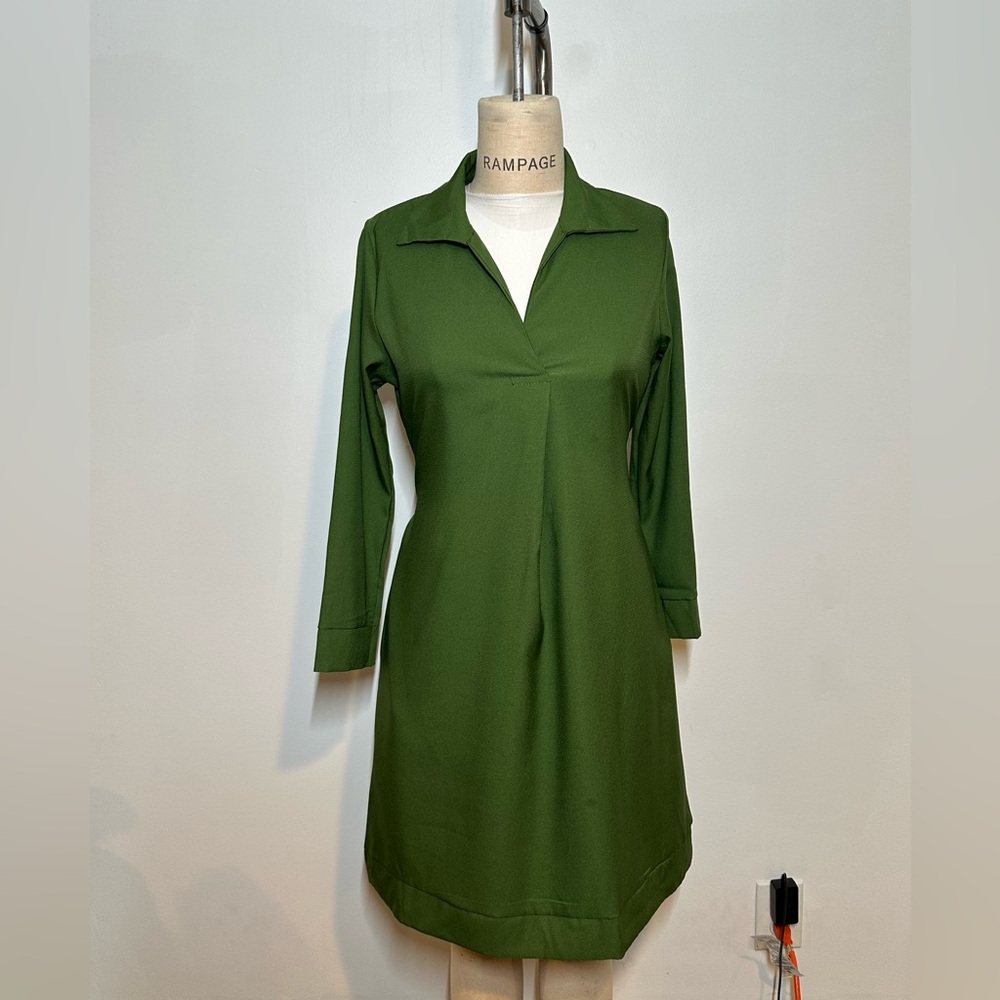 Vintage Green Long Sleeve Dress